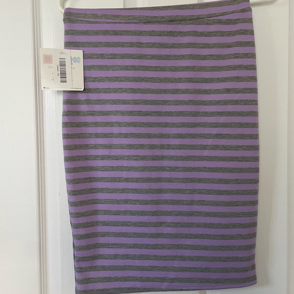 Cassie skirt XS - Lularoe - bodycon/pencil - lavender/soft gray stripes - NWT